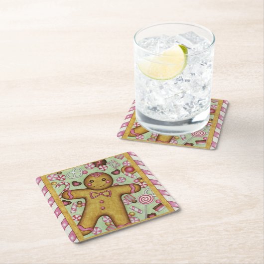 Gingerbread Boy Kerst Papier Onderzetters (Insitu)