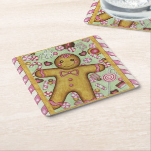 Gingerbread Boy Kerst Papier Onderzetters