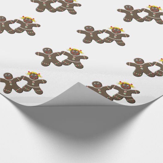 Gingerbread bruid en bruidegom Kerstmis bruiloft Cadeaupapier (Hoek)