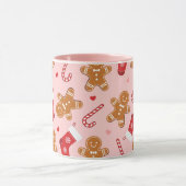 Gingerbread Candy Cane Kousen Kerstmis Roze Mok (Midden)
