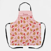 Gingerbread Candy Cane Kousen Roze Kerst Schort (Voorkant)