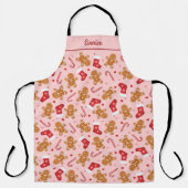 Gingerbread Candy Cane Kousen Roze Kerst Schort (Voorkant)