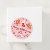 Gingerbread Candycane Kousen Roze Kerst Bedankjes Labels (In situ)