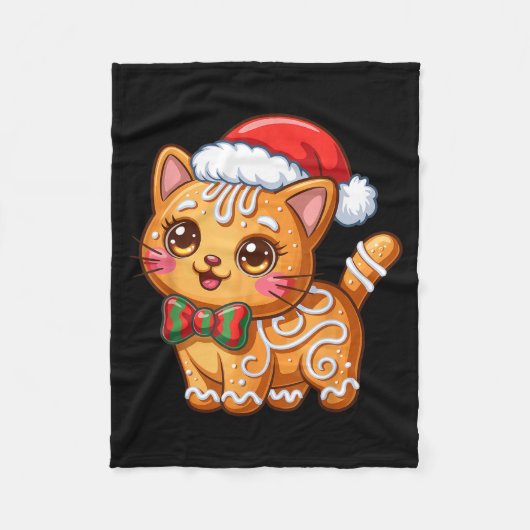 Gingerbread Cat Christmas Cat Lover Xmas  Fleece Deken (Voorkant)