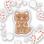 Gingerbread Cat — Cute Christmas Cookie Cat  Sticker (Voorkant)