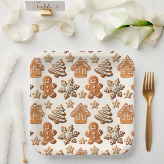 Gingerbread Cheer Papieren Bordje (Huwelijk)