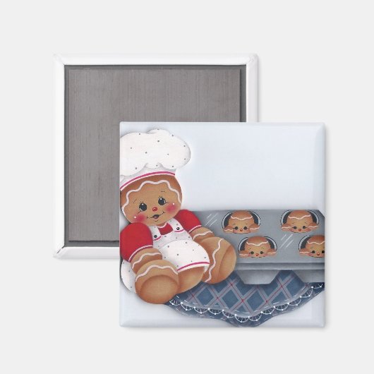 Gingerbread Chef et Baby Ginger Muffins Magnet (Recto/Verso)
