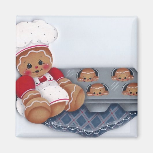 Gingerbread Chef et Baby Ginger Muffins Magnet (Devant)