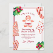 Gingerbread Christmas Baby shower Dank u kaart (Voorkant)