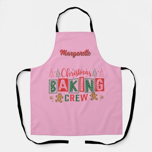 Gingerbread Christmas Baking Crew gepersonaliseerd Schort (Voorkant)