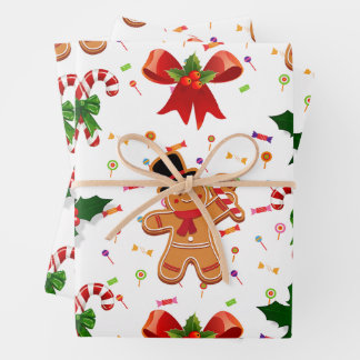 Gingerbread Christmas Candy Ribbon Inpakpapier Vel