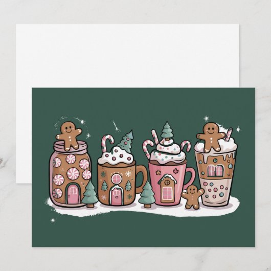 Gingerbread Christmas Coffee Lover Latte Drink Feestdagenkaart (Voorkant / Achterkant)