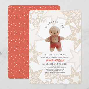Gingerbread Christmas Holiday Boy Baby shower Kaart