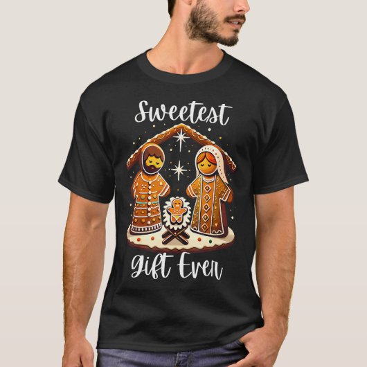 Gingerbread Christmas Nativity Sweetest Ever Jesus T-shirt (Voorkant)