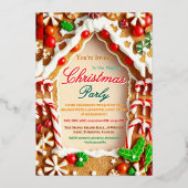 Gingerbread Christmas Party Invitation Folie Uitnodiging (Voorkant)