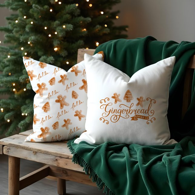 Gingerbread & Co. Waterverf Gingerbread Cookie Kussen (Gingerbread & Co. Watercolor Gingerbread Cookie Throw Pillow)