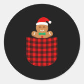 Gingerbread Cookie Buffalo Red Plaid Cket Christma Ronde Sticker (Voorkant)