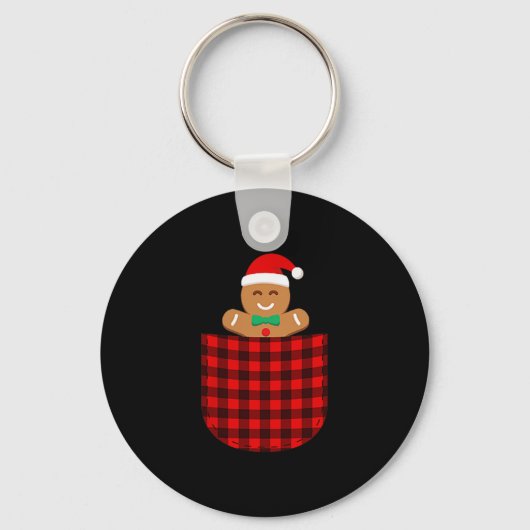 Gingerbread Cookie Buffalo Red Plaid Cket Christma Sleutelhanger (Voorkant)