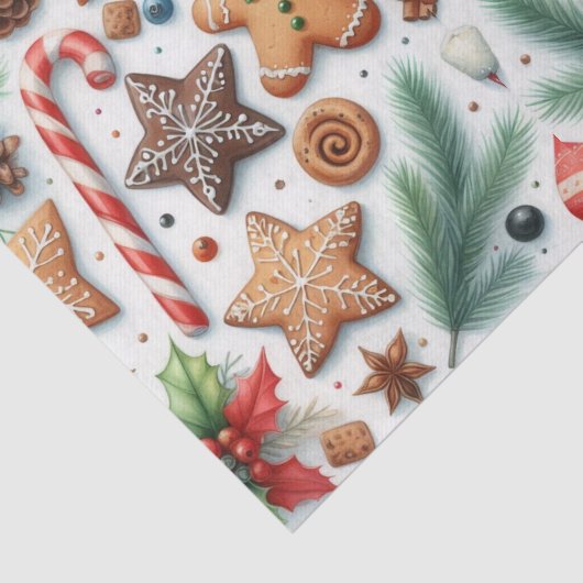 Gingerbread Cookie Candy Cane & Pine  Tissuepapier (Detail)