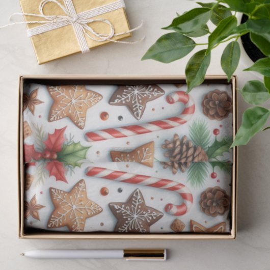 Gingerbread Cookie Candy Cane & Pine  Tissuepapier (Geschenk)