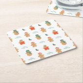 Gingerbread Cookie Christmas Pattern Vierkante Kartonnen Onderzetter (Schuin)