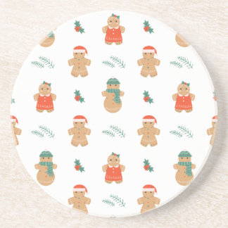 Gingerbread Cookie Christmas Pattern Zandsteen Onderzetter