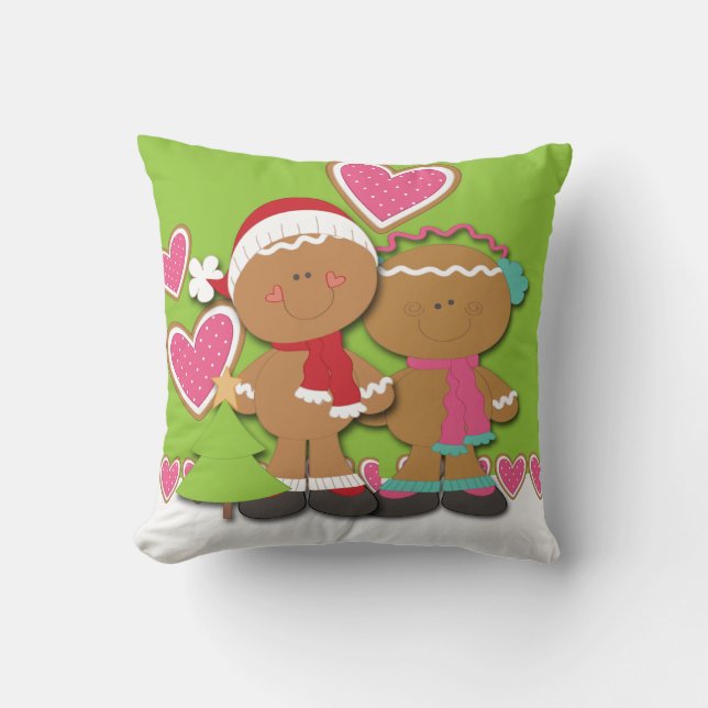 Gingerbread Cookie Couple Christmas Kussen (Voorkant)