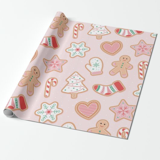 Gingerbread Cookie Delight Pattern Cadeaupapier (Uitgerold)