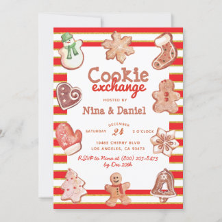 Gingerbread Cookie Exchange Kerstuitnodiging Kaart