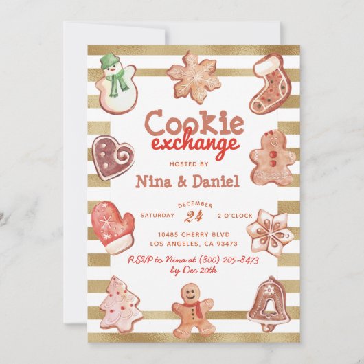 Gingerbread Cookie Exchange Kerstuitnodiging Kaart (Voorkant)