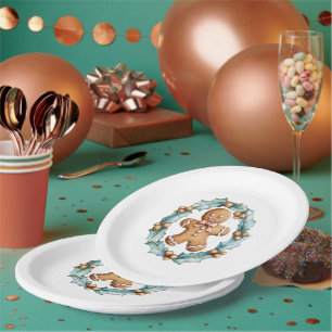 Gingerbread Cookie in Krans Papieren Bordje