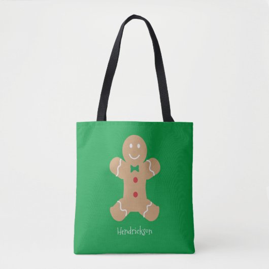Gingerbread Cookie Man met aangepaste naam Draagtas (Voorkant)