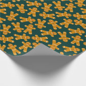 Gingerbread Cookie op groen Cadeaupapier (Hoek)