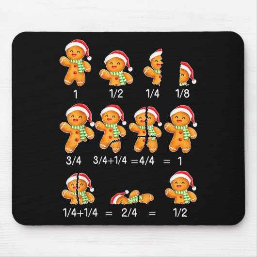 Gingerbread Cookie Santa Hat Fraction Math Teacher Muismat (Voorkant)