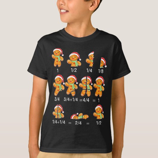Gingerbread Cookie Santa Hat Fraction Math Teacher T-shirt (Voorkant)