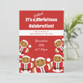 Gingerbread Cookie Santa Red Virtual Christmas Kaart (Staand voorkant)