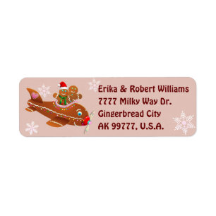 Gingerbread Cookies' Christmasy Vliegtuig Cartoon Etiket