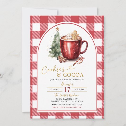 Gingerbread Cookies & Cocoa Holiday Invitation (Devant)