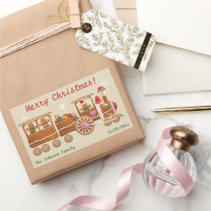 Gingerbread Cookies' Merry Christmas Train Cartoon Rechthoekige Sticker
