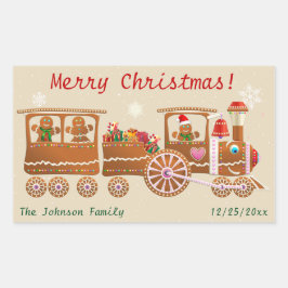 Gingerbread Cookies' Merry Christmas Train Cartoon Rechthoekige Sticker