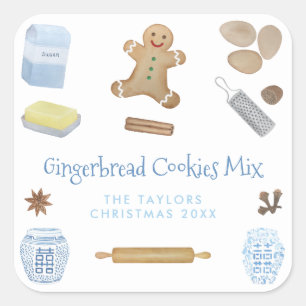 Gingerbread Cookies Mix Gift of Party Favor Vierkante Sticker
