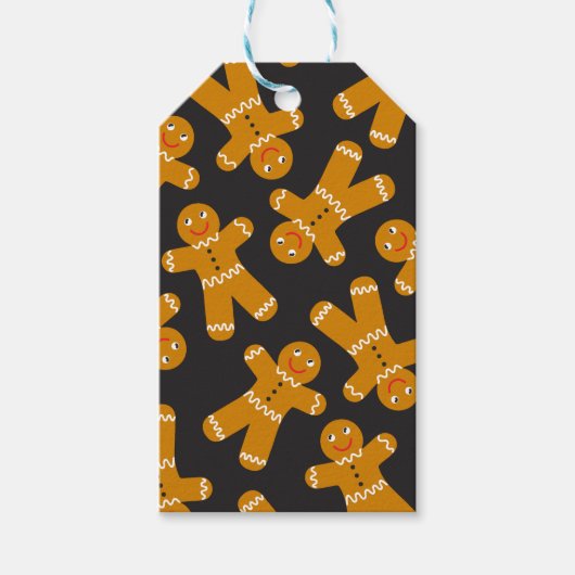 Gingerbread Cookies op zwart Cadeaulabel (Voorkant)