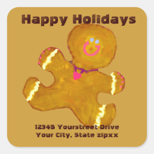 Gingerbread Cookies retouradres Vierkante Sticker