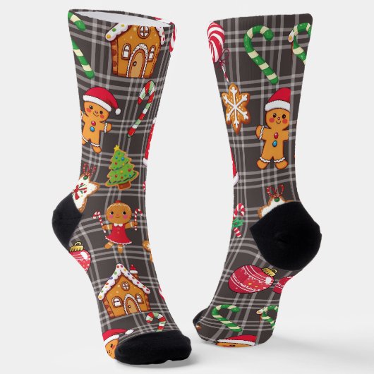 Gingerbread Cookies Socks Christmas Print Socks Sokken (Gebogen)