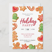 Gingerbread de fête de vacances invitation biscuit (Devant)