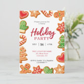 Gingerbread de fête de vacances invitation biscuit (Debout devant)