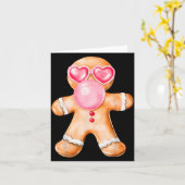 Gingerbread die bubbelgom blaast Nk Sungles Kerstm Kaart (Gele Bloem)