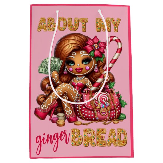 Gingerbread Diva Grappig Urban Christmas Medium Cadeauzakje (Voorkant)