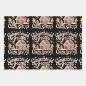 Gingerbread Dromen en Gezellige Scènes Kerstmis Inpakpapier Vel (Voorkant)