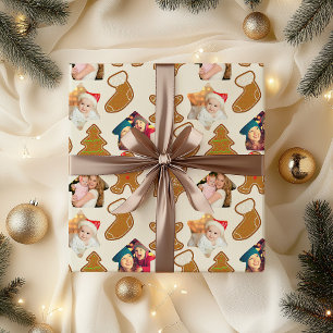 Gingerbread en kerstfoto's cadeaupapier